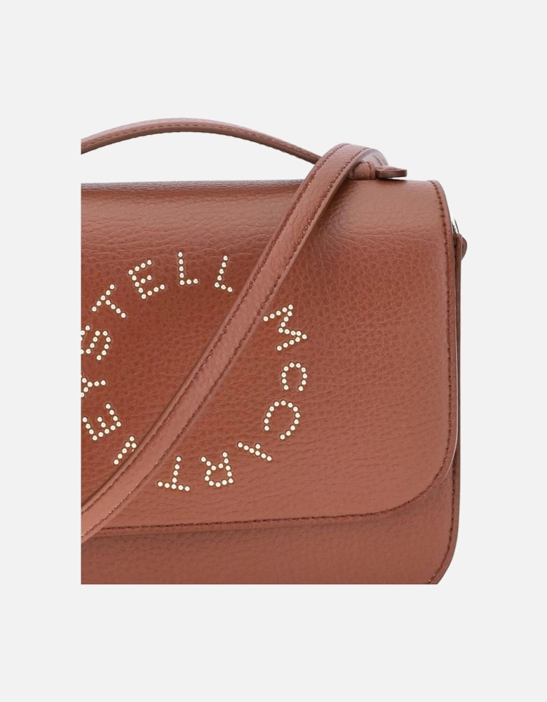 Faux Leather Shoulder Bag with Monogram and Compartments Women - Brown