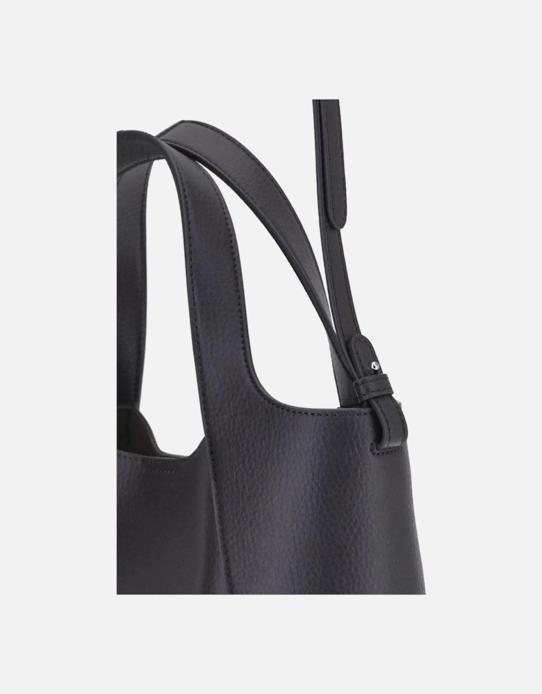 Faux Leather Tote Bag with Monogram Design Women - Gray Shoulder Bags