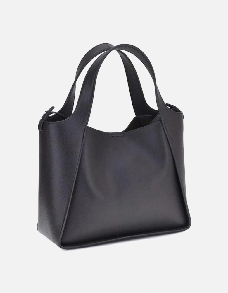 Faux Leather Tote Bag with Monogram Design Women - Gray Shoulder Bags