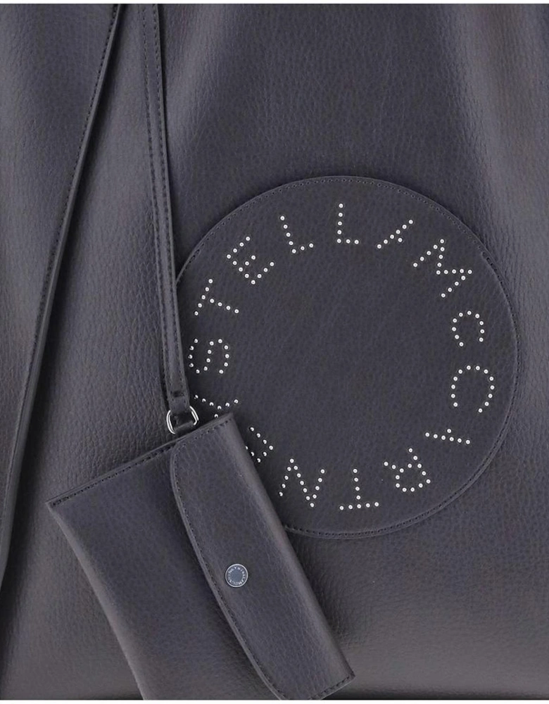 Tote Bag with Studded Logo Patch Women - Black Shoulder Bags