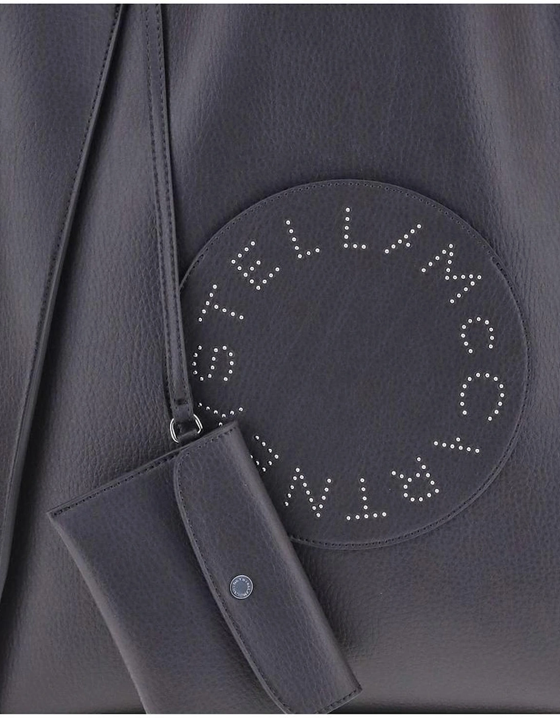 Tote Bag with Studded Logo Patch Women - Black Shoulder Bags