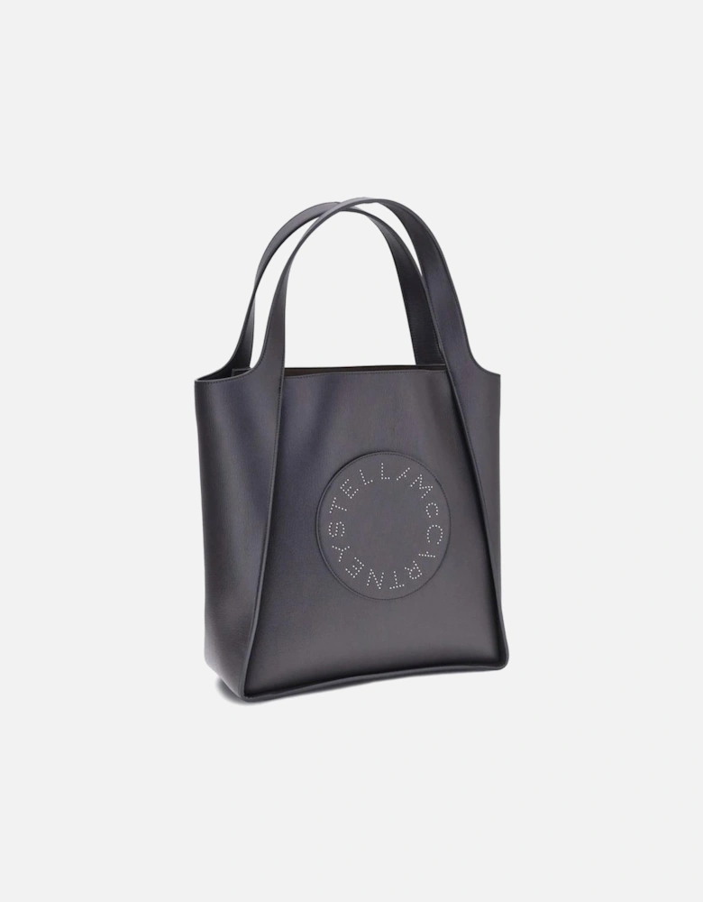 Tote Bag with Studded Logo Patch Women - Black Shoulder Bags