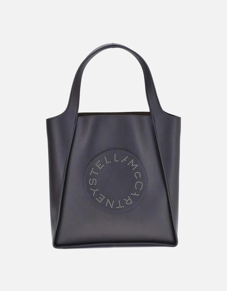 Tote Bag with Studded Logo Patch Women - Black Shoulder Bags