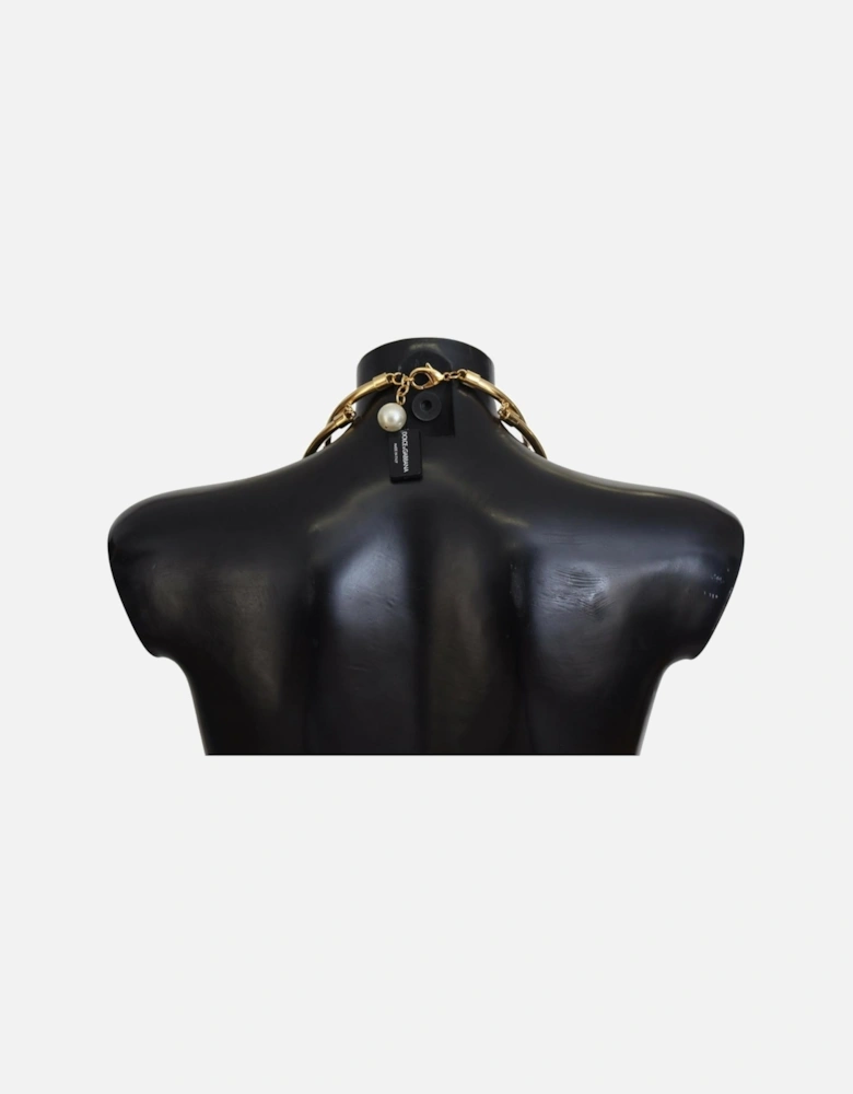 Faux Pearl-Embellished Choker Necklace with Lobster Clasp Closure