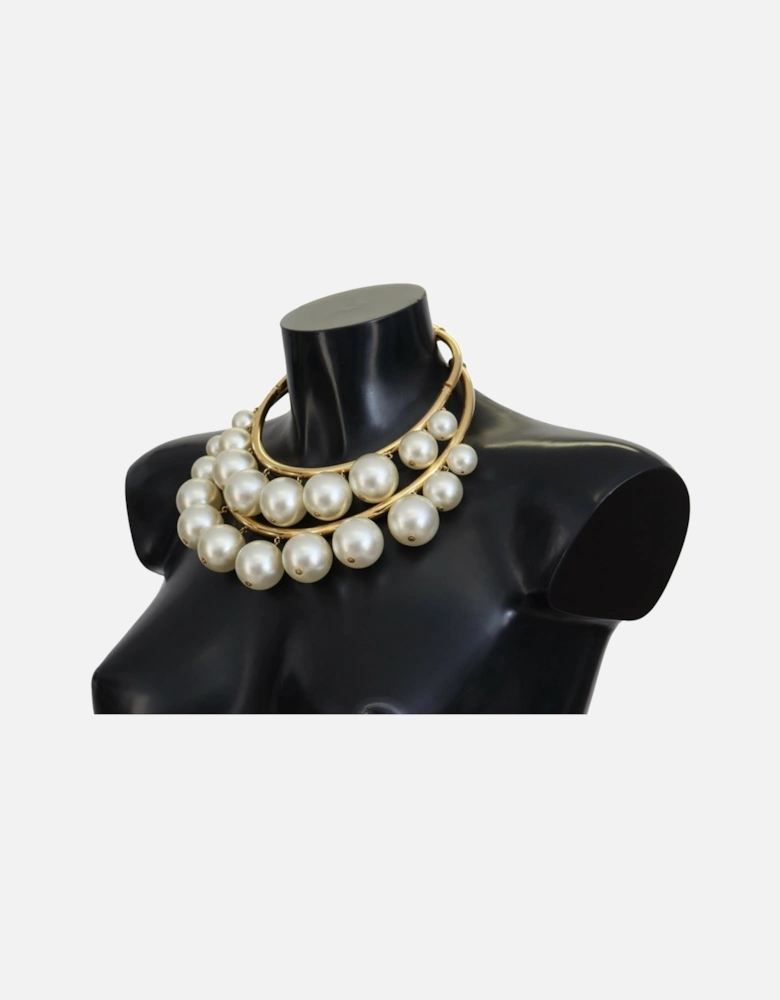 Faux Pearl-Embellished Choker Necklace with Lobster Clasp Closure