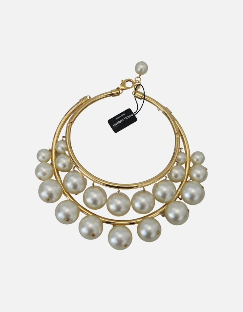 Faux Pearl-Embellished Choker Necklace with Lobster Clasp Closure
