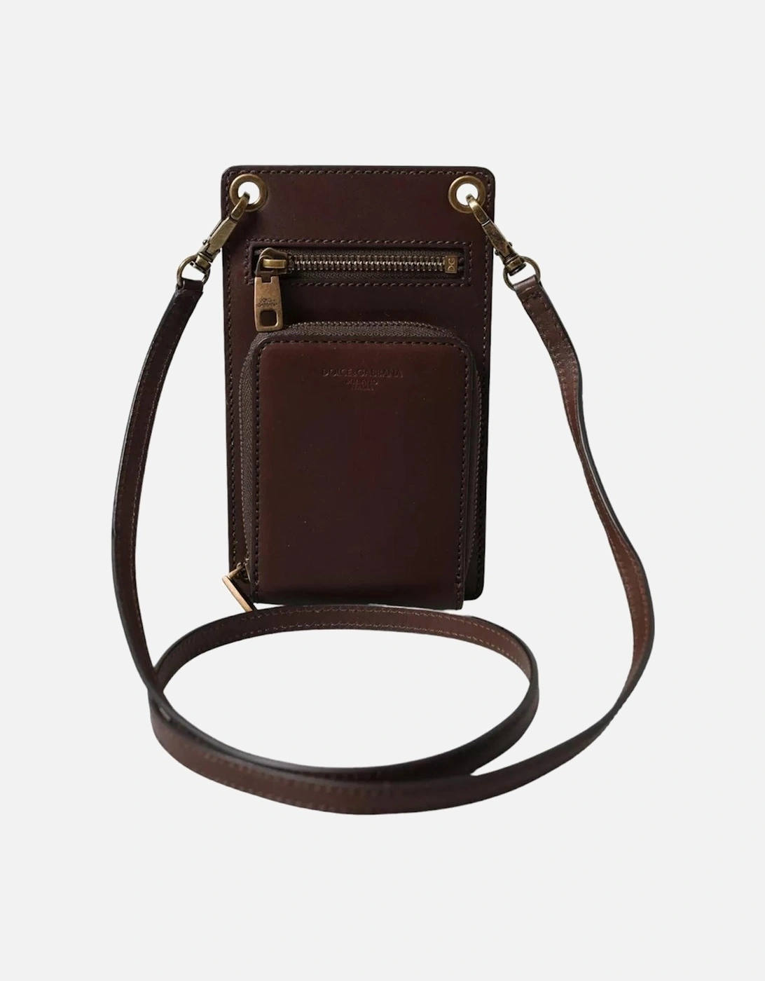 Leather Wallet with Logo Embossed Patch and Zip Women - Brown, 7 of 6