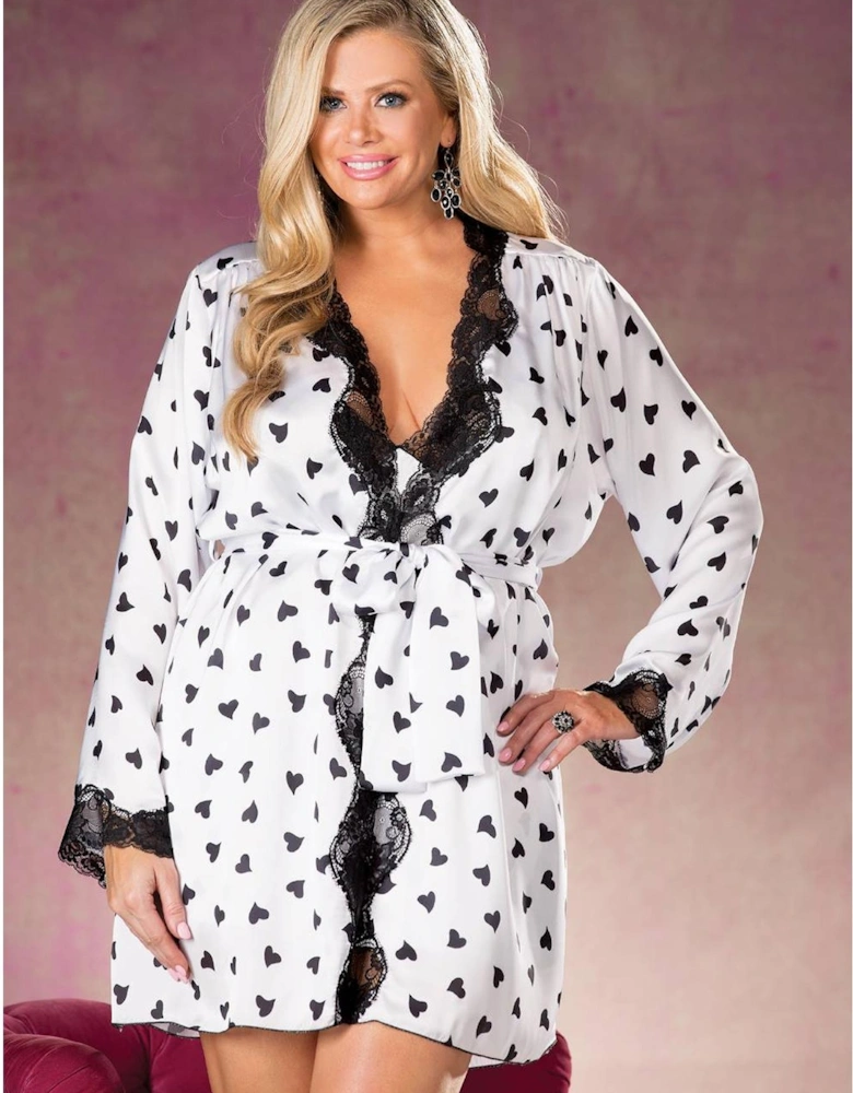 Luxury Robe Lace by Women - Whiteblack