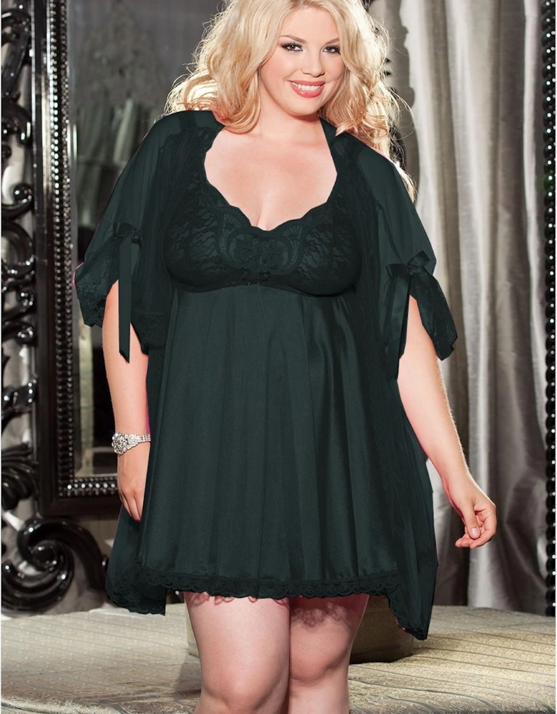 Romantic Babydoll Lace Sheer by Women - Black