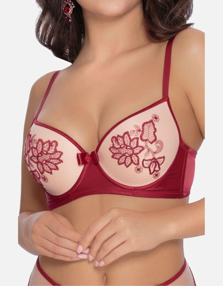 Lingerie Set Padded Satin by Women - Claret Lingerie Sets