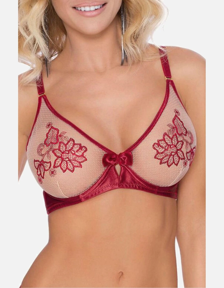 Lingerie Set Satin Mesh by Women - Claret Lingerie Sets