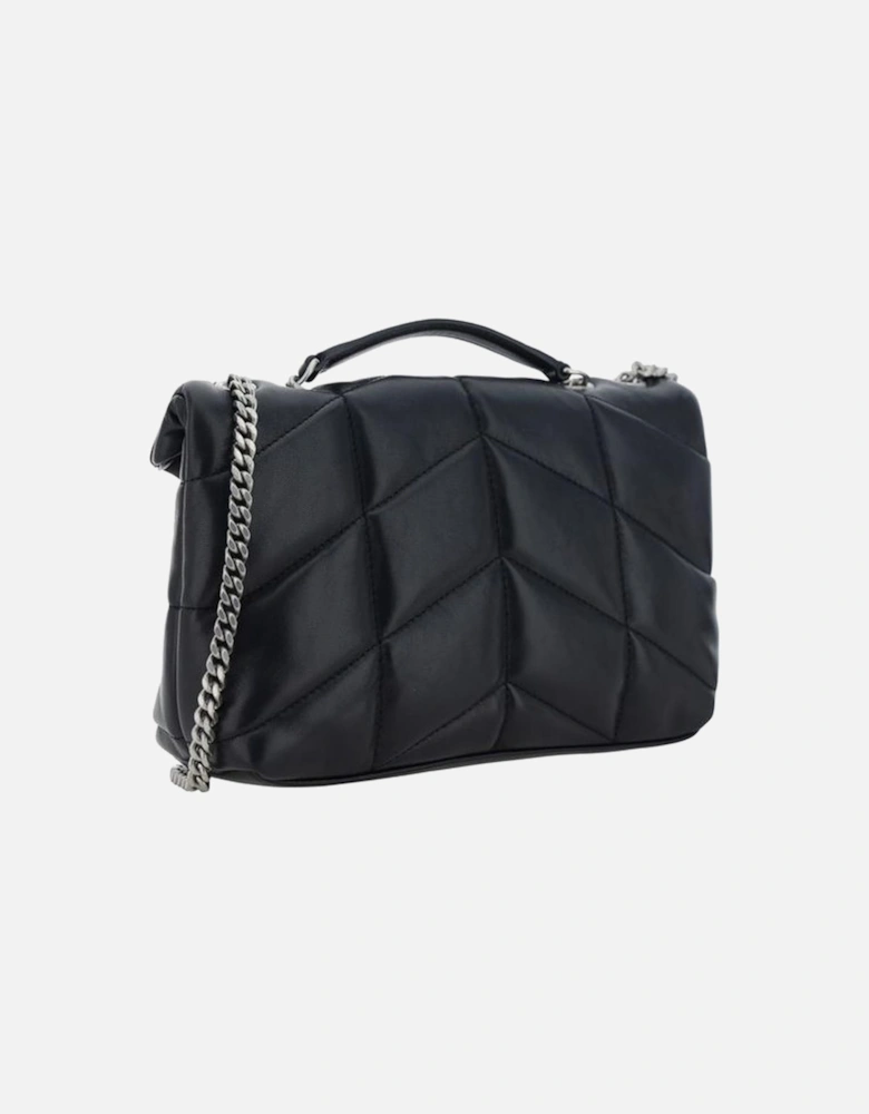 Lambskin Mini Shoulder Bag with Quilted Chevron Design Women - Black