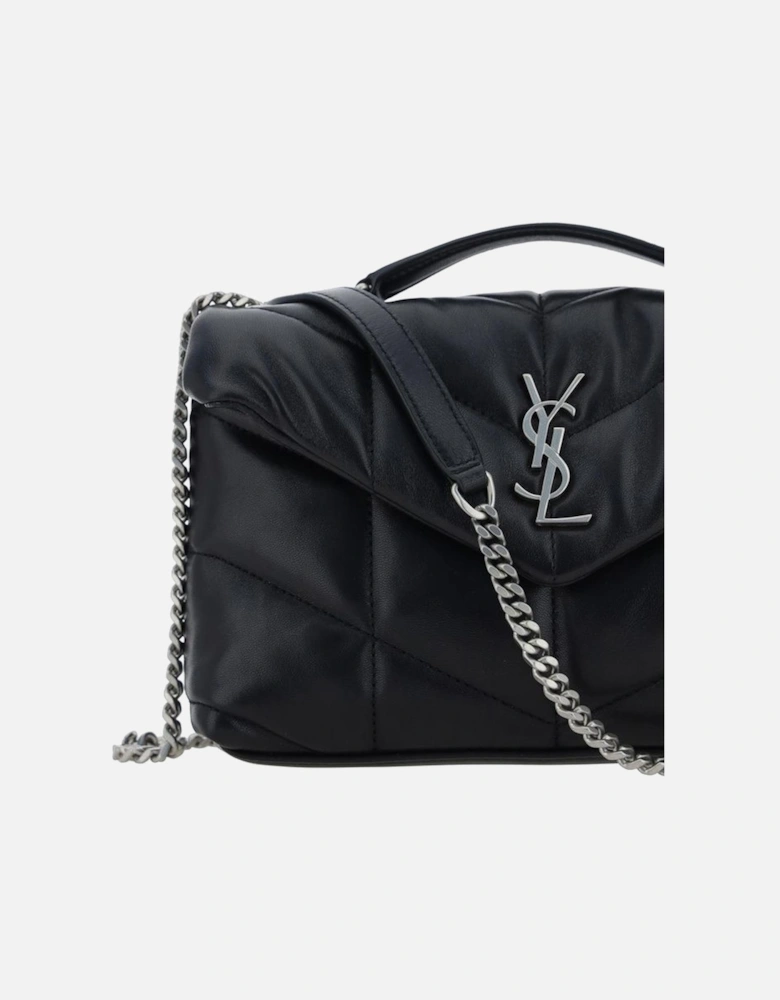 Lambskin Mini Shoulder Bag with Quilted Chevron Design Women - Black