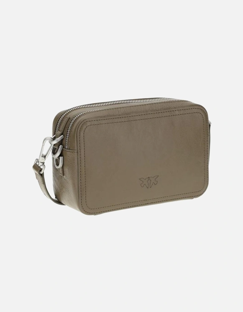 Compact Carrie Shoulder Bag with Embroidered Logo Women - Brown