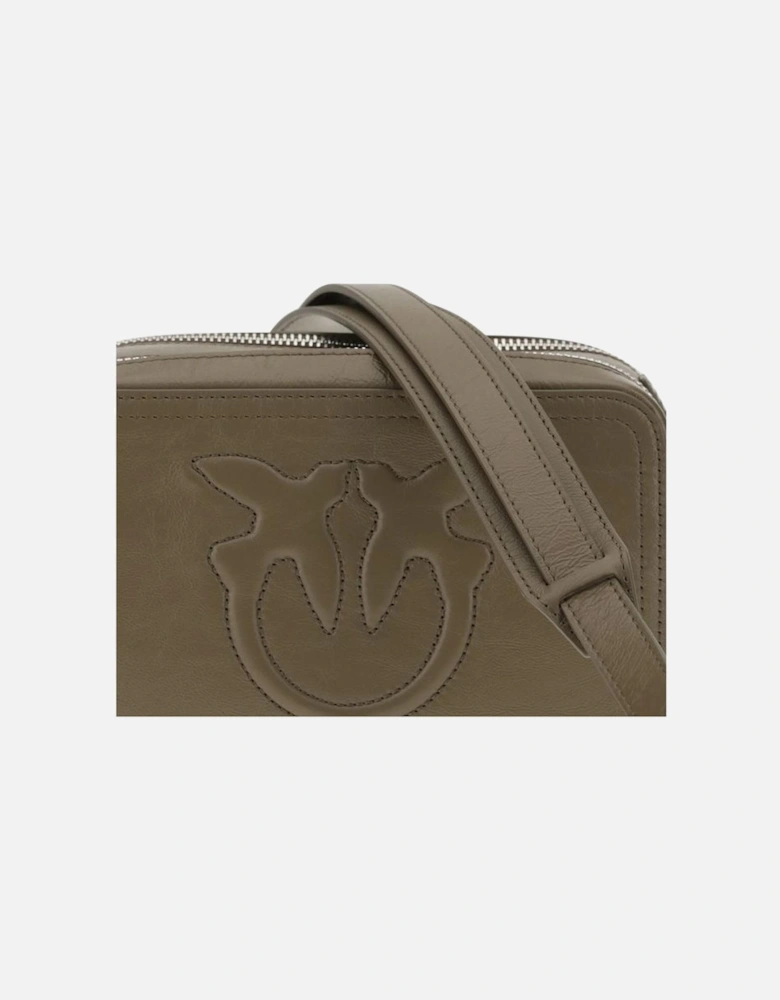 Compact Carrie Shoulder Bag with Embroidered Logo Women - Brown