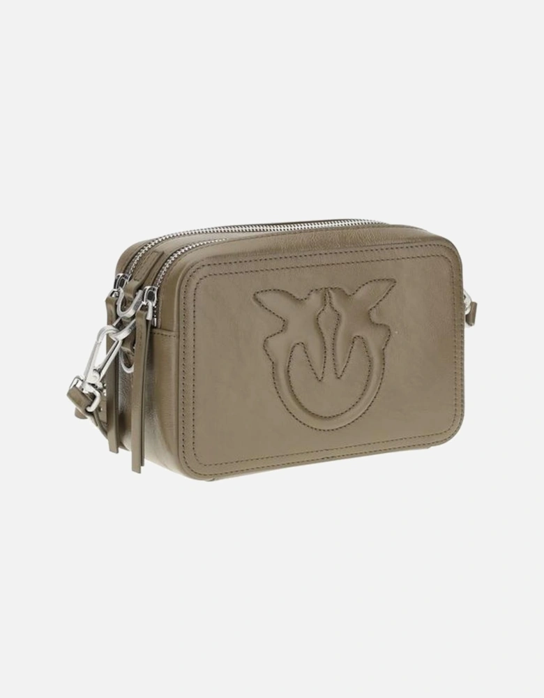Compact Carrie Shoulder Bag with Embroidered Logo Women - Brown