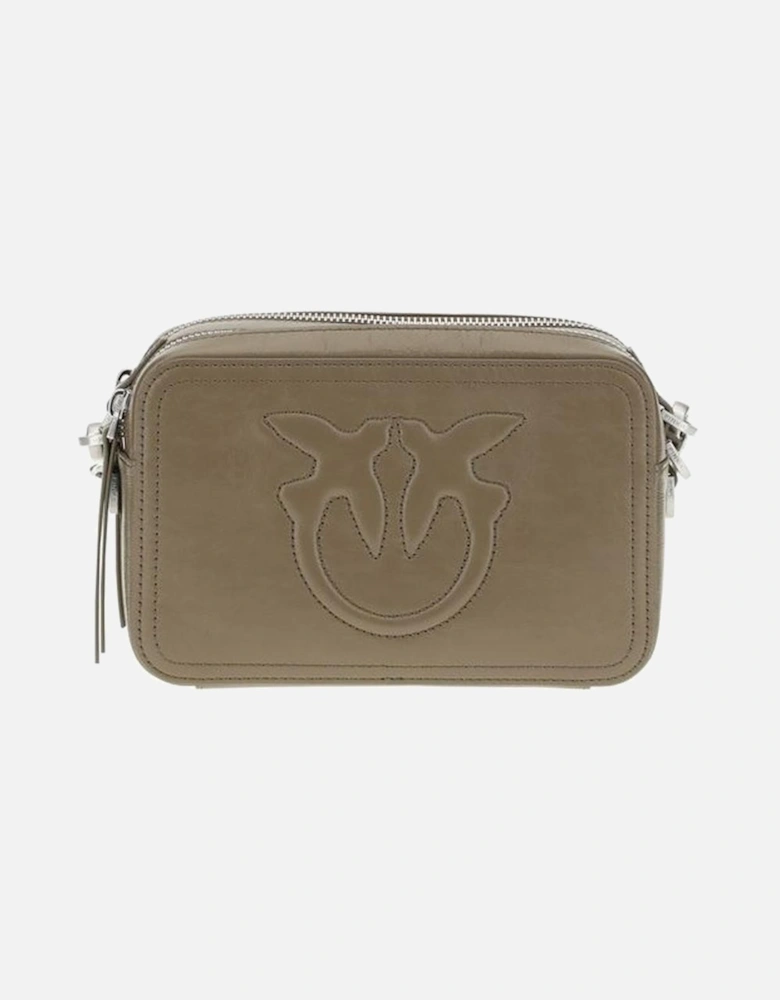 Compact Carrie Shoulder Bag with Embroidered Logo Women - Brown