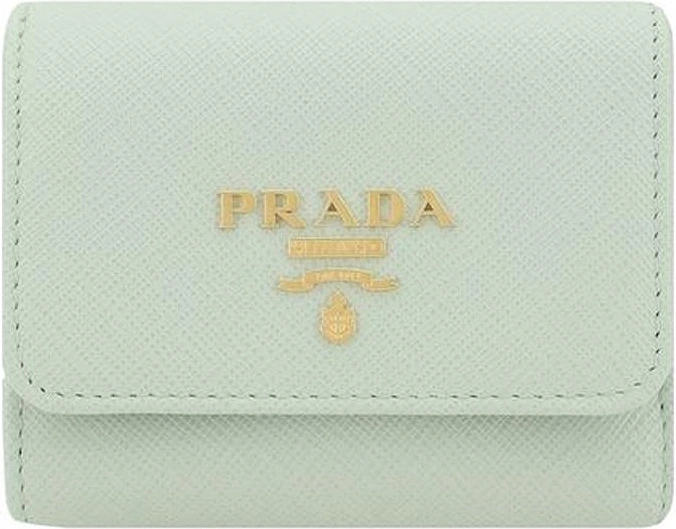 Grained Leather Trifold Wallet with Monogram Women - Green