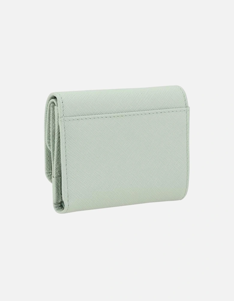 Grained Leather Trifold Wallet with Monogram Women - Green
