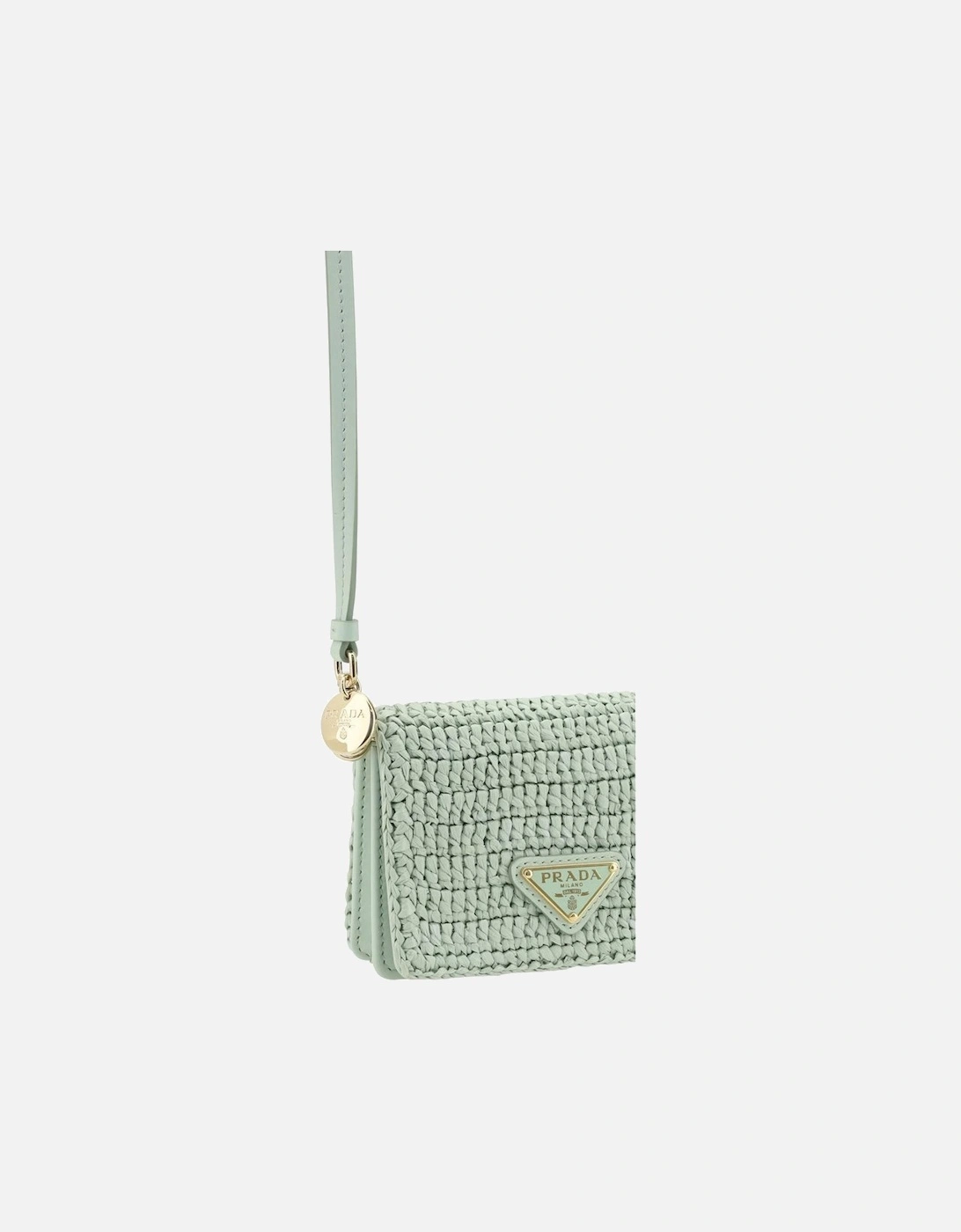 Raffia Card Holder with Leather Details Women - Green Wallets