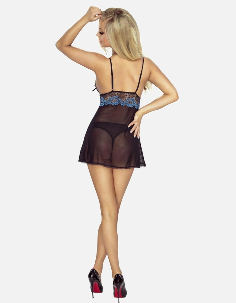 Romantic Babydoll Crotchless Lace by Women - Blackblue