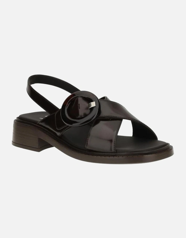Leather Sandals with Logo-Embossed Buckle Women - Brown