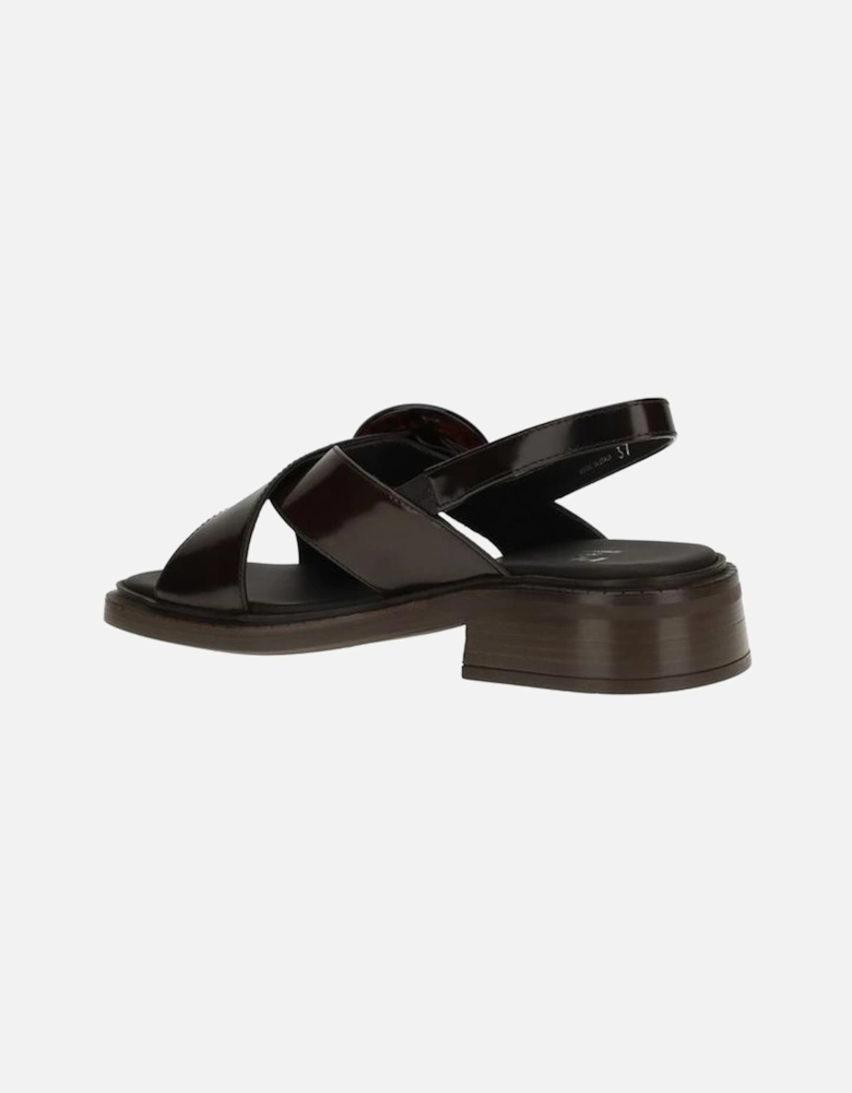 Leather Sandals with Logo-Embossed Buckle Women - Brown