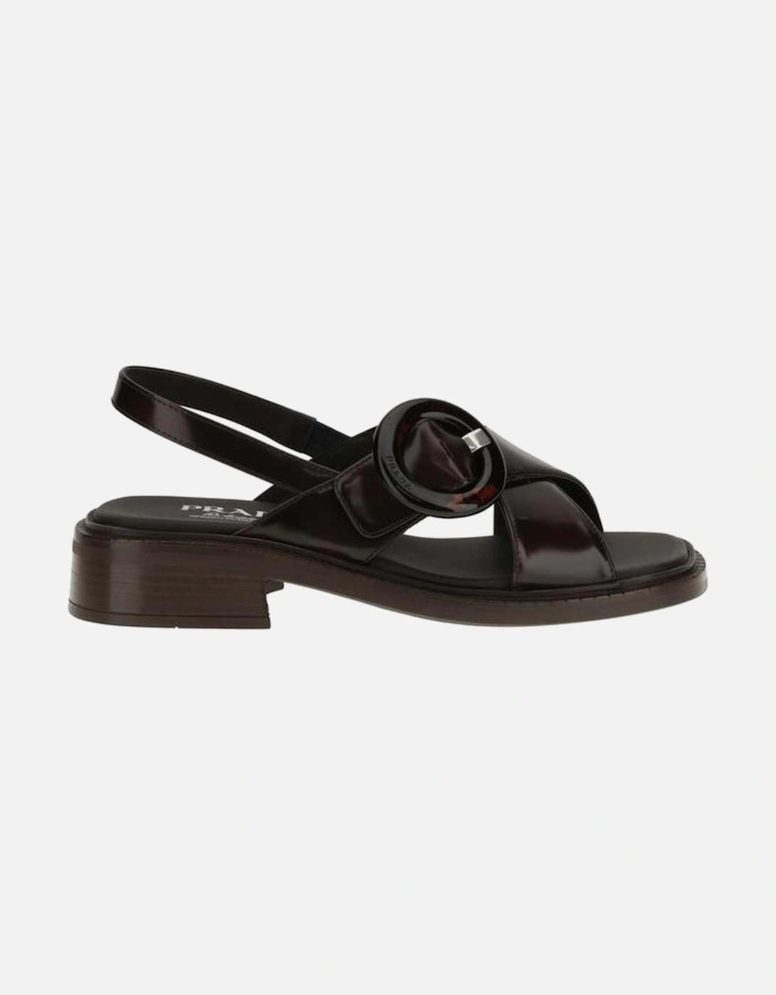 Leather Sandals with Logo-Embossed Buckle Women - Brown, 5 of 4
