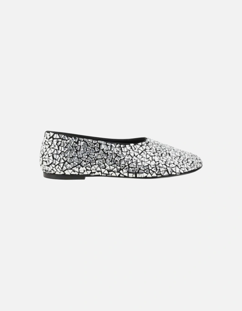 Glove Embellished Mirrored Ballerinas Women - Silver Flat Shoes