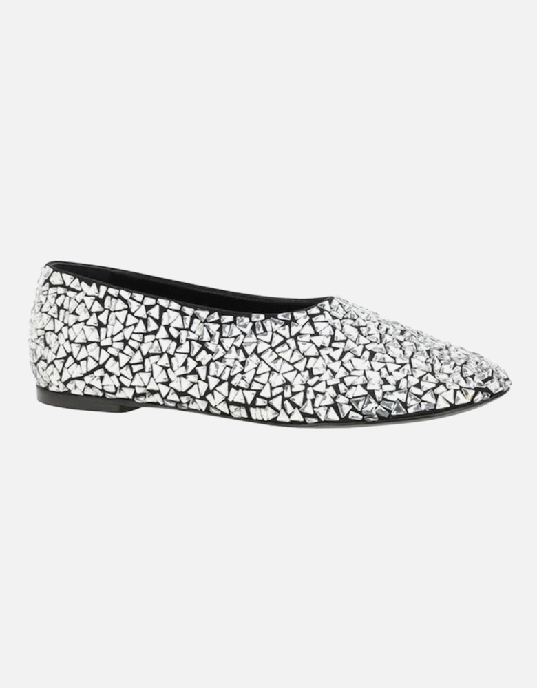 Glove Embellished Mirrored Ballerinas Women - Silver Flat Shoes
