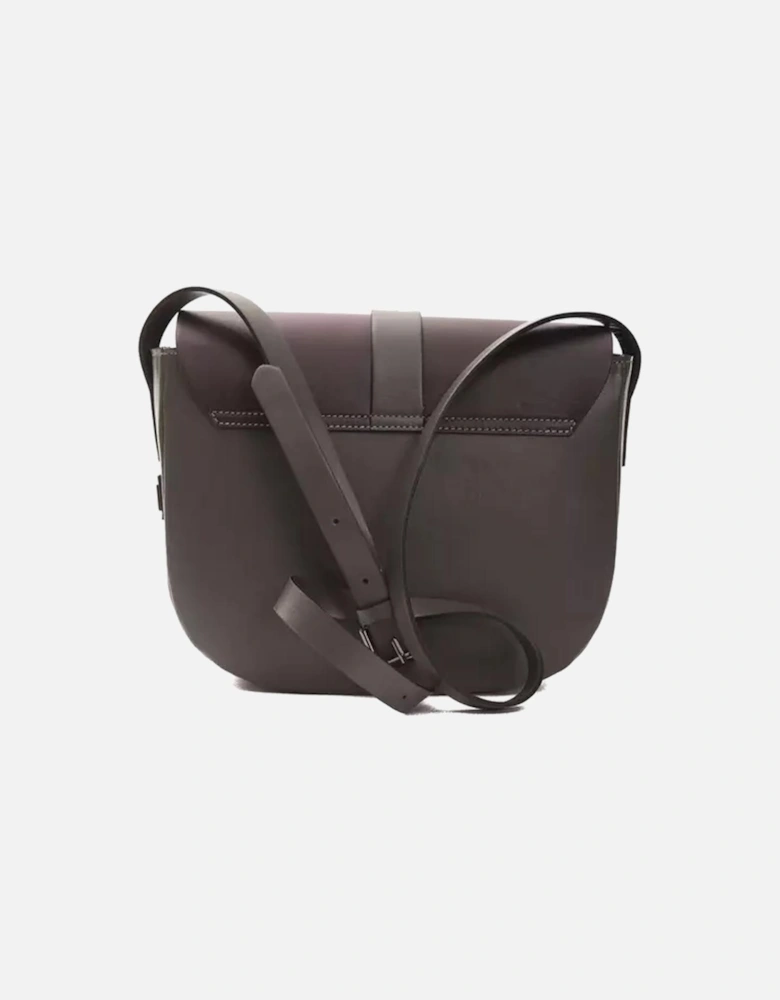 Leather Crossbody Bag with Signature Logo Lining Women - Burgundy
