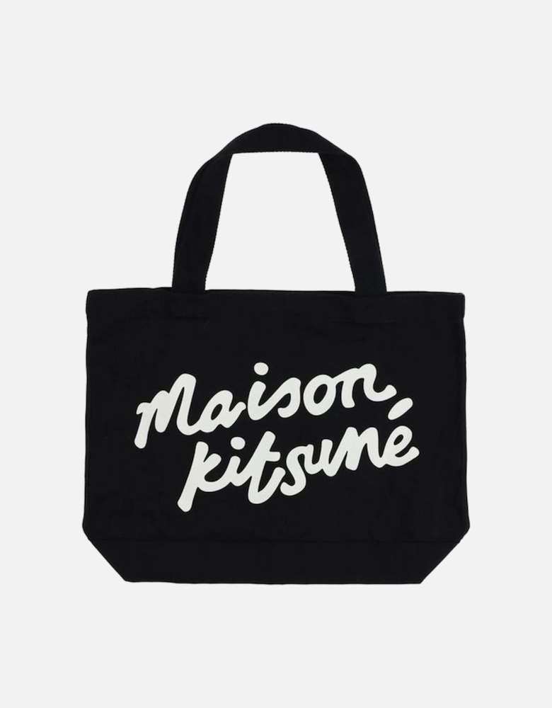 Handwriting Monogram Cotton Tote Bag Women - Black Shoulder Bags