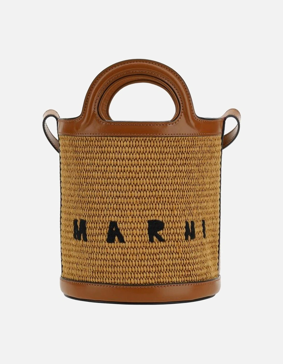 Tropicalia Raffia Bucket Bag with Leather Trim Women - Brown Satchel, 5 of 4