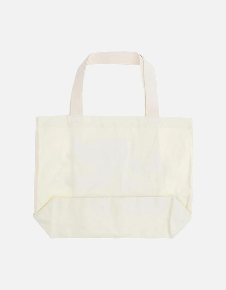 Handwriting Print Cotton Tote Bag Women - White Shoulder Bags