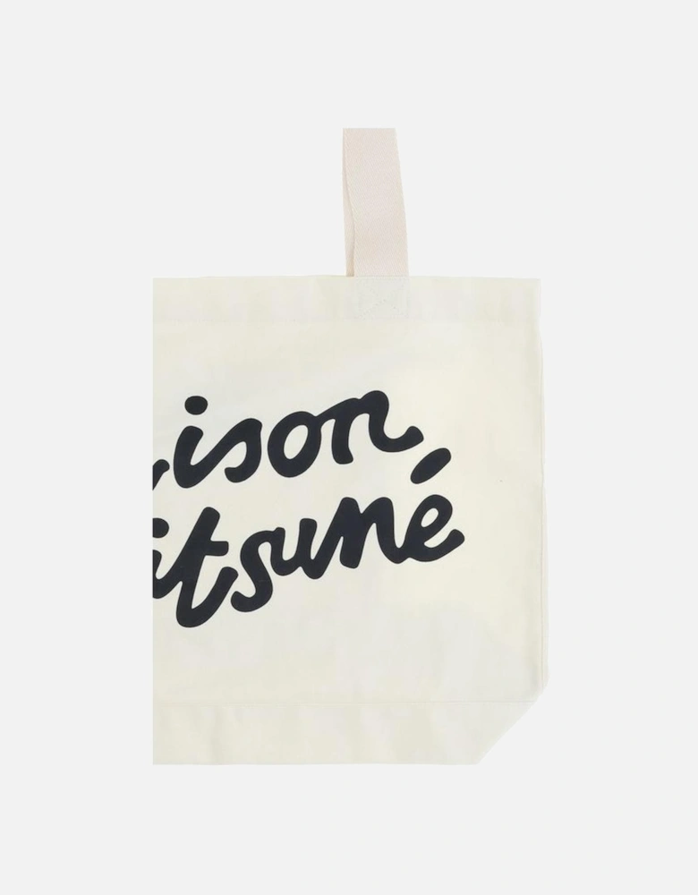 Handwriting Print Cotton Tote Bag Women - White Shoulder Bags