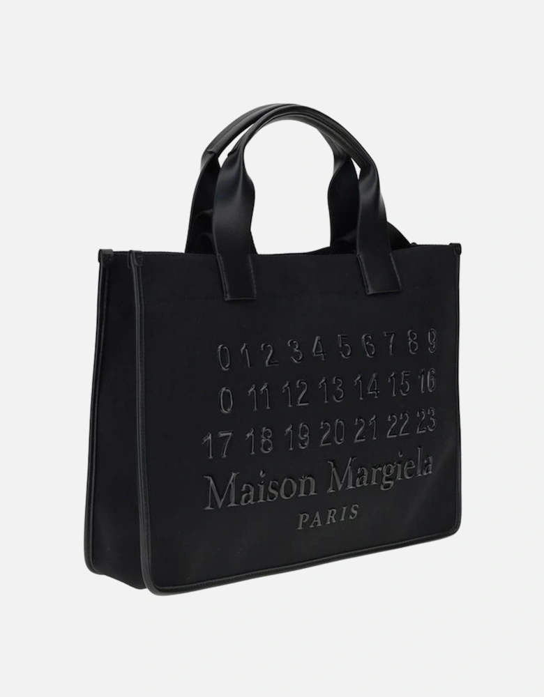 Fabric Tote Bag with Leather Handles Women - Black Handbags