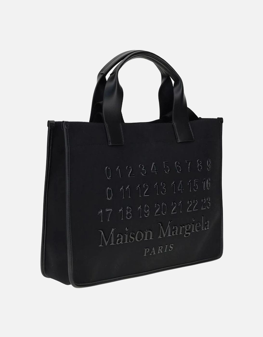 Fabric Tote Bag with Leather Handles Women - Black Handbags