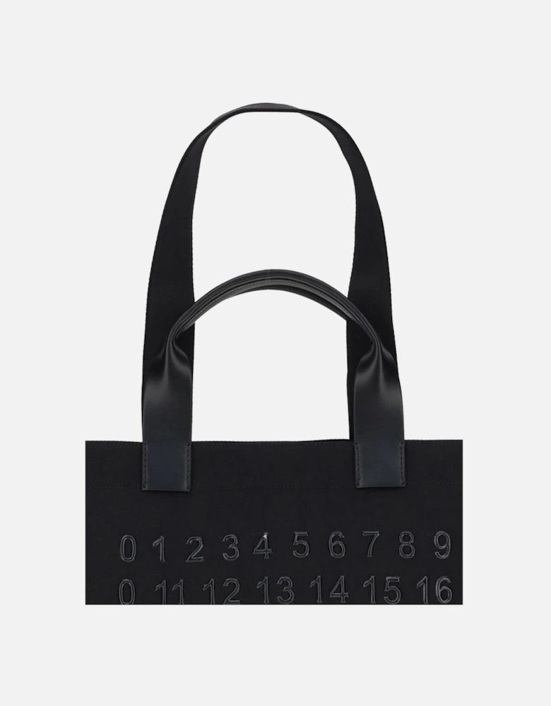 Fabric Tote Bag with Leather Handles Women - Black Handbags