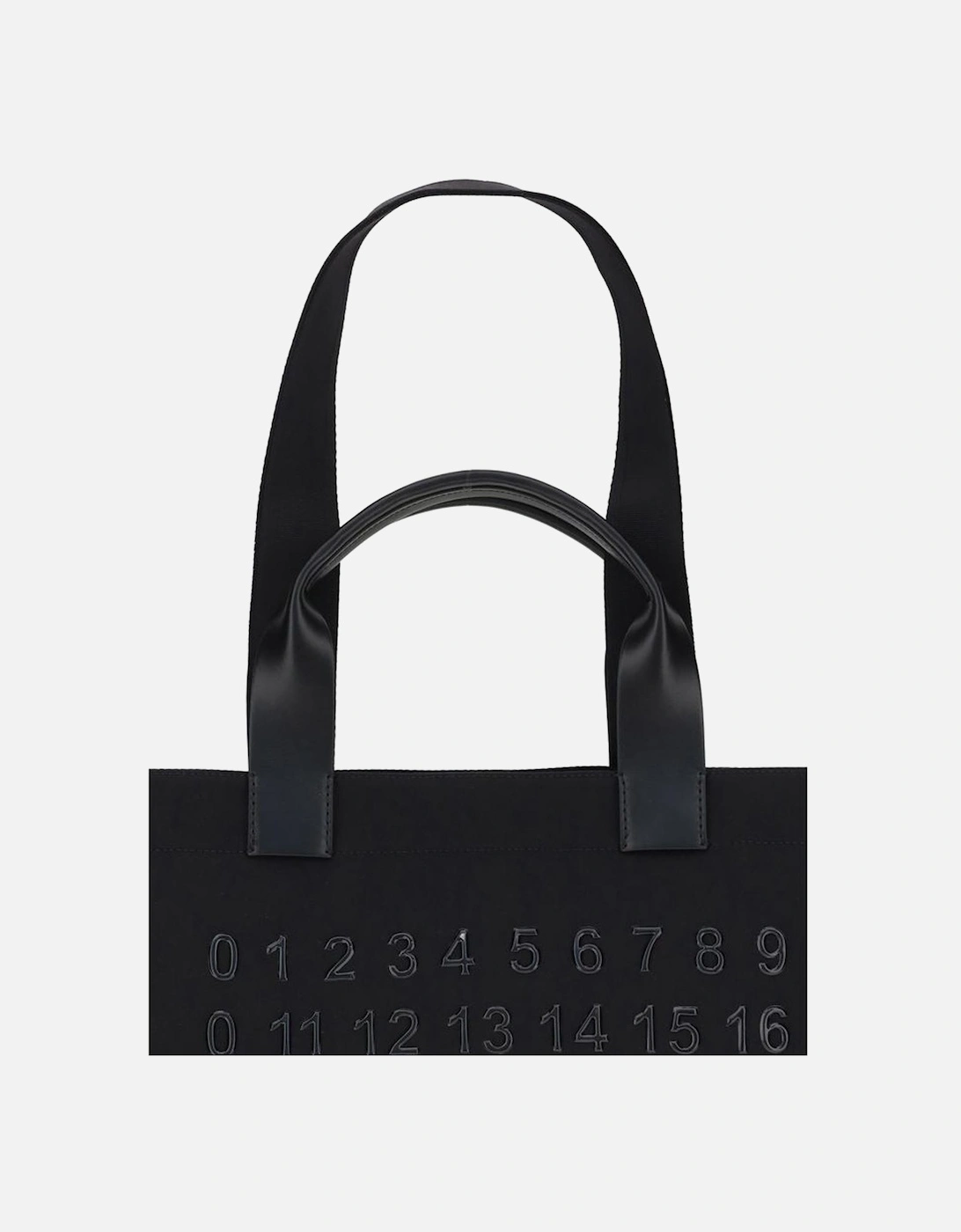 Fabric Tote Bag with Leather Handles Women - Black Handbags