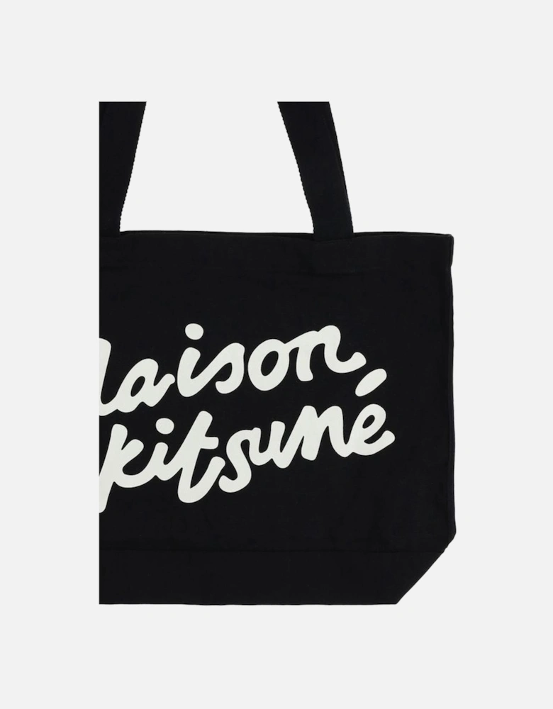 Handwriting Monogram Cotton Tote Bag Women - Black Shoulder Bags