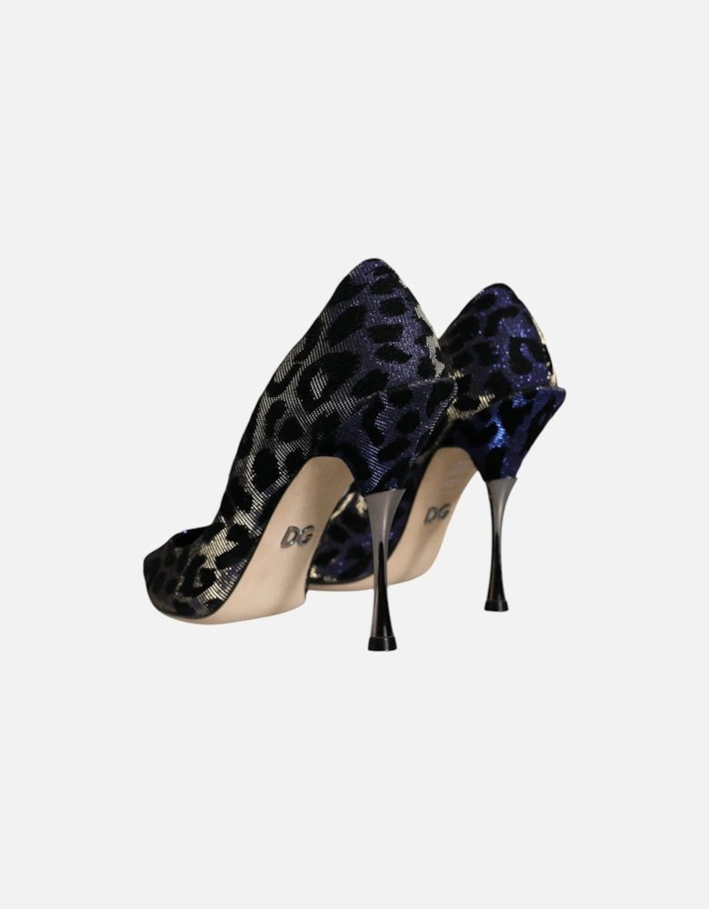 Leopard Lurex Heels Pumps with Leather Sole Women - Violet