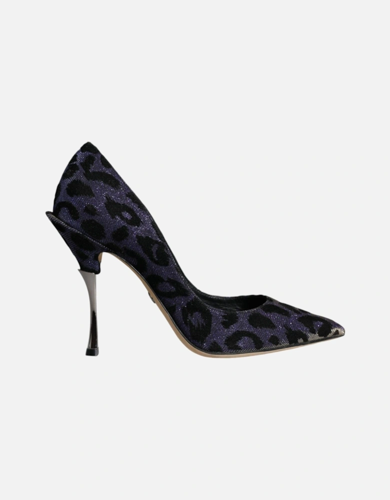 Leopard Lurex Heels Pumps with Leather Sole Women - Violet