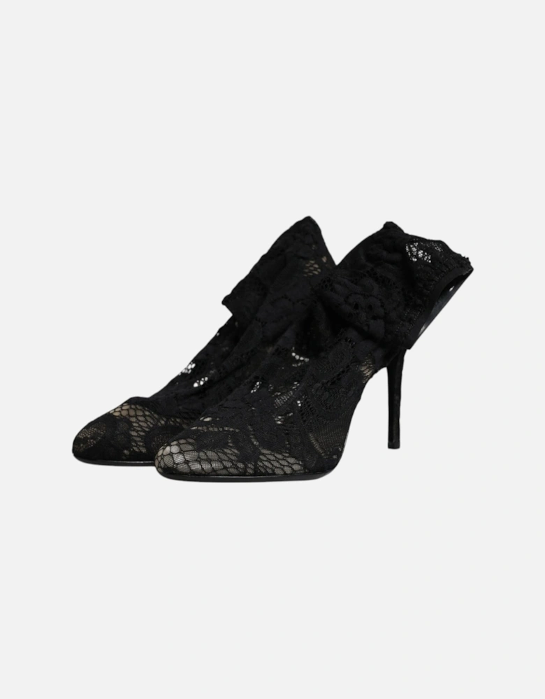 Stretch Sock Boots with Leather Sole Women - Black