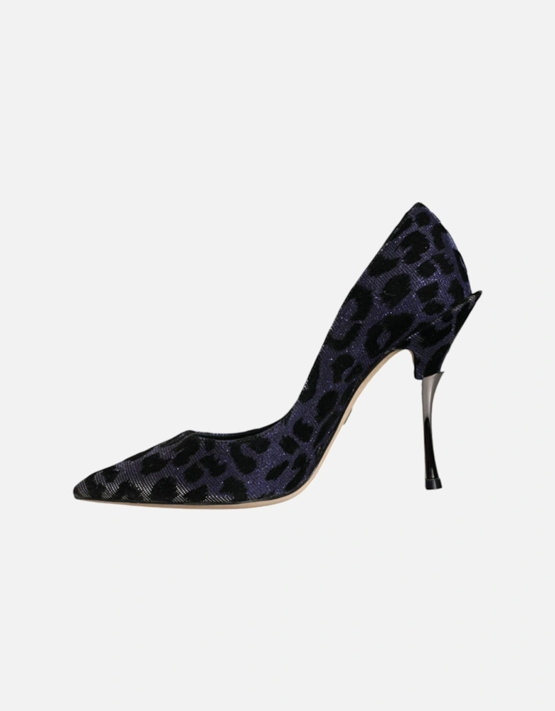 Leopard Lurex Heels Pumps with Leather Sole Women - Violet