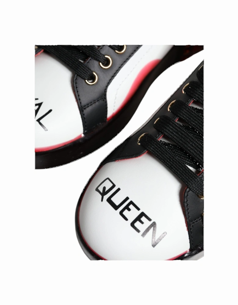 Crystal Embellished Leather Heart Patch Sneakers Women - Black Pumps