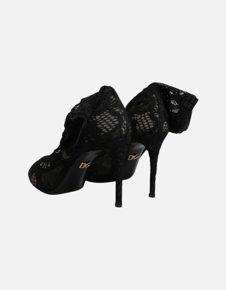 Stretch Sock Boots with Leather Sole Women - Black