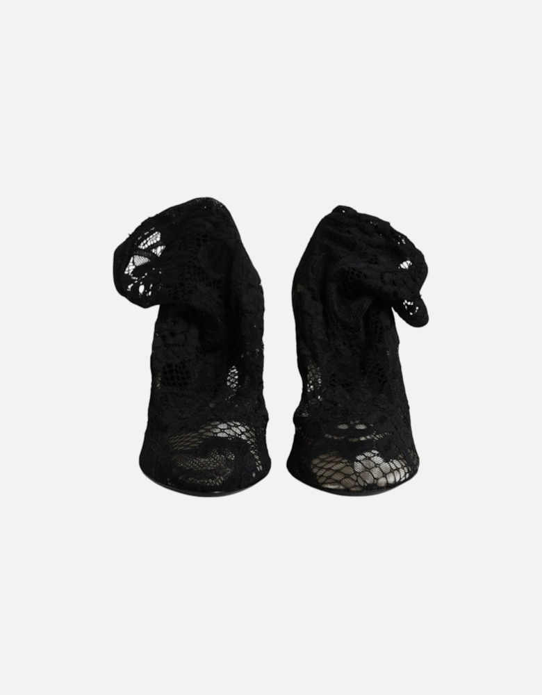 Stretch Sock Boots with Leather Sole Women - Black