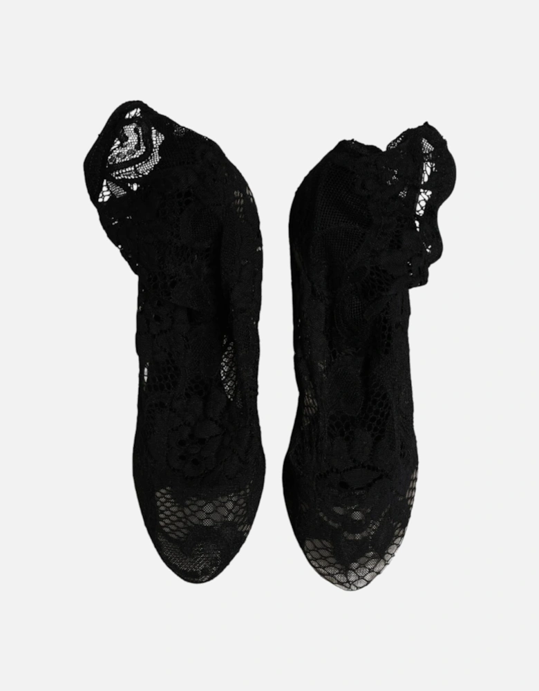 Stretch Sock Boots with Leather Sole Women - Black