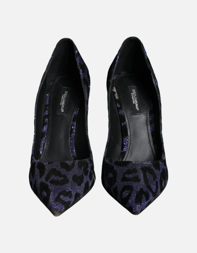 Leopard Lurex Heels Pumps with Leather Sole Women - Violet