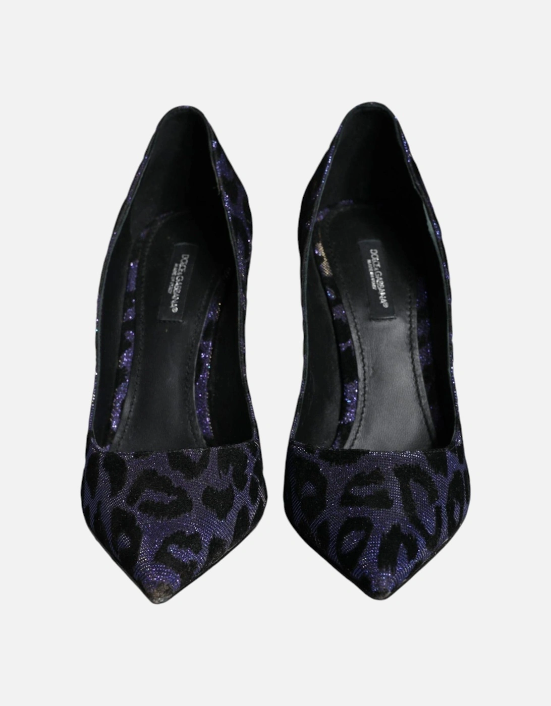 Leopard Lurex Heels Pumps with Leather Sole Women - Violet